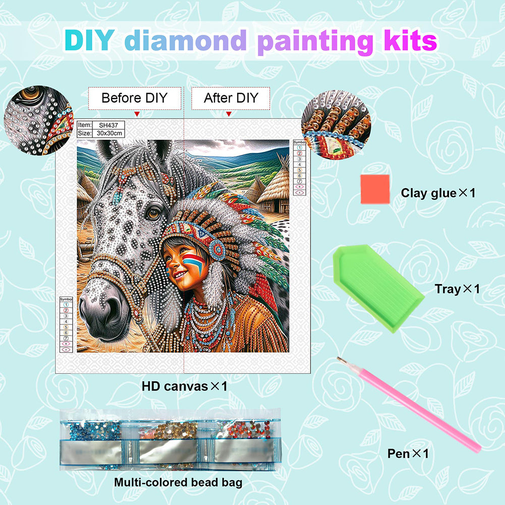 Indians - Special Shaped Drill Diamond Painting 30*30CM