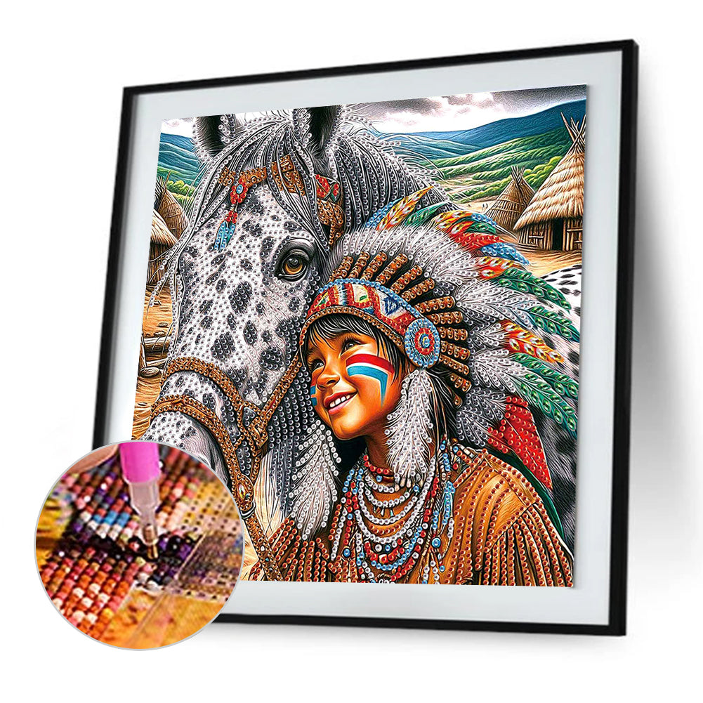 Indians - Special Shaped Drill Diamond Painting 30*30CM
