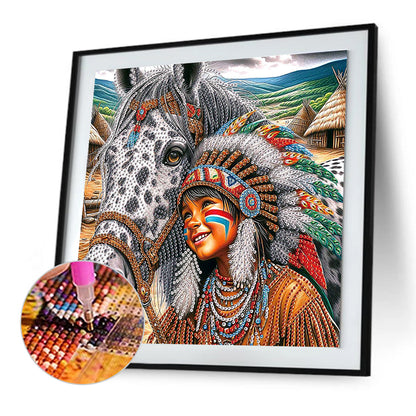Indians - Special Shaped Drill Diamond Painting 30*30CM