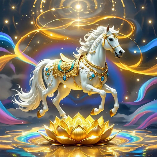 White Horse - Full Round Drill Diamond Painting 40*40CM