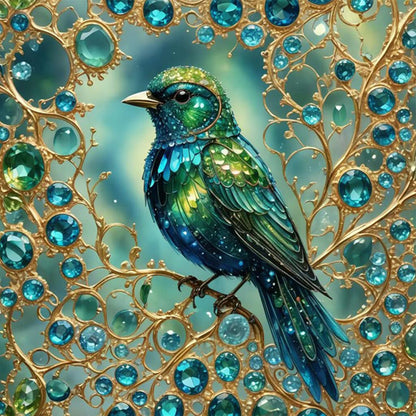 Glass Kingfisher - Full Square Drill Diamond Painting 30*30CM