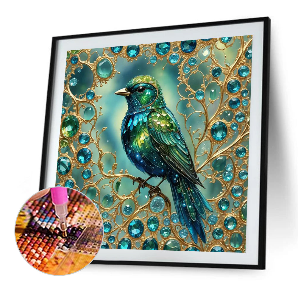 Glass Kingfisher - Full Square Drill Diamond Painting 30*30CM