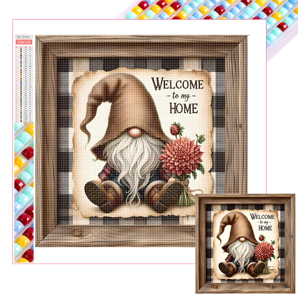 Gnome Welcome To My Home - Full Square Drill Diamond Painting 30*30CM