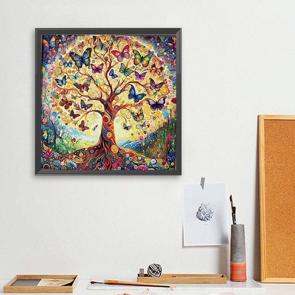 Butterfly Tree - Full Square Drill Diamond Painting 40*40CM