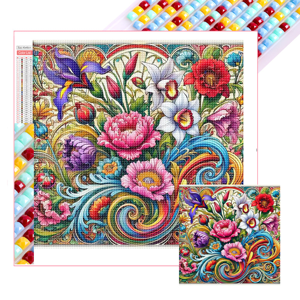 Flowers - Full Square Drill Diamond Painting 40*40CM