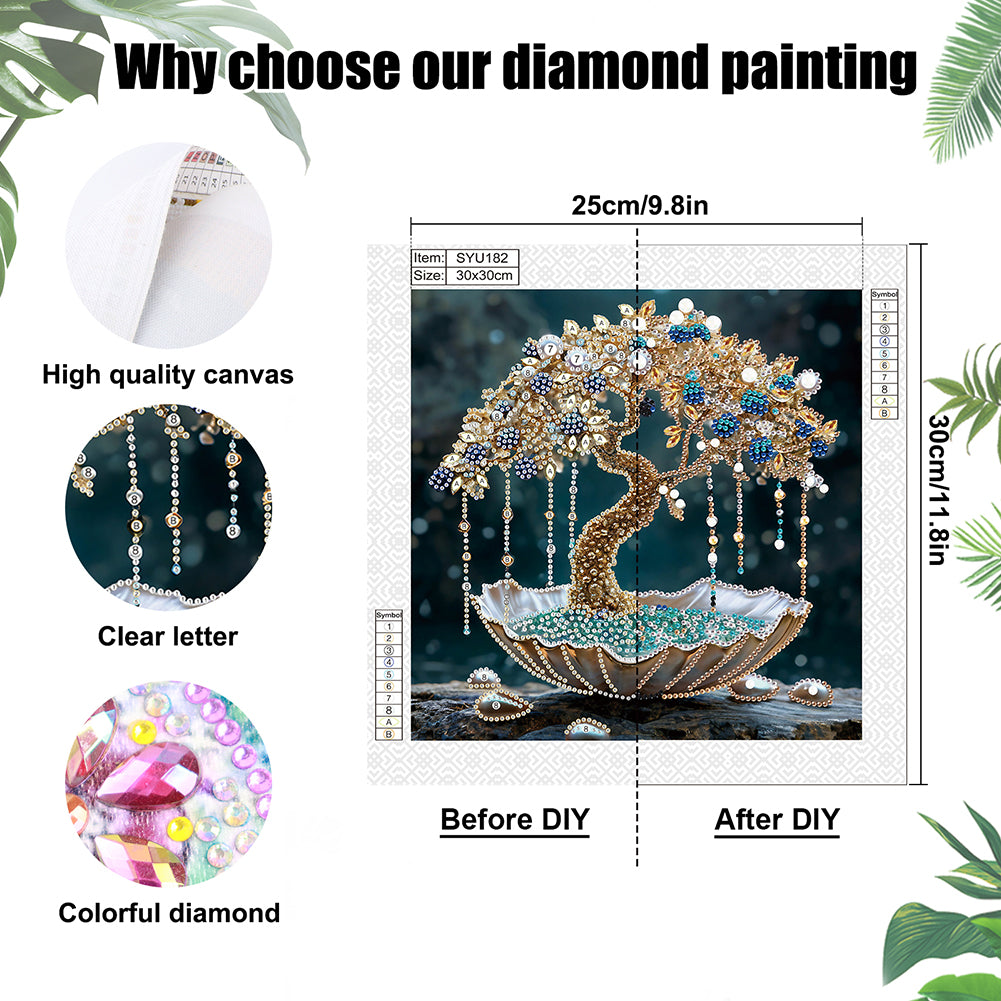 Crystal Retro Tree - Special Shaped Drill Diamond Painting 30*30CM