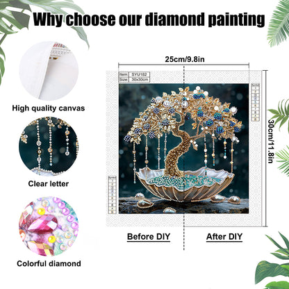 Crystal Retro Tree - Special Shaped Drill Diamond Painting 30*30CM