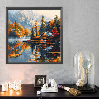 House With Lake View - Full Round Drill Diamond Painting 40*40CM