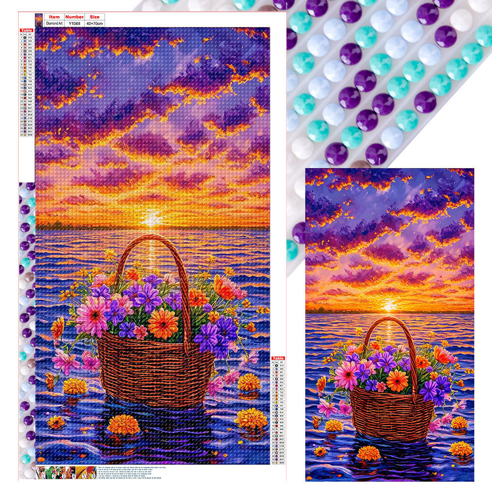 Sunset Flower Basket - Full Round Drill Diamond Painting 40*70CM