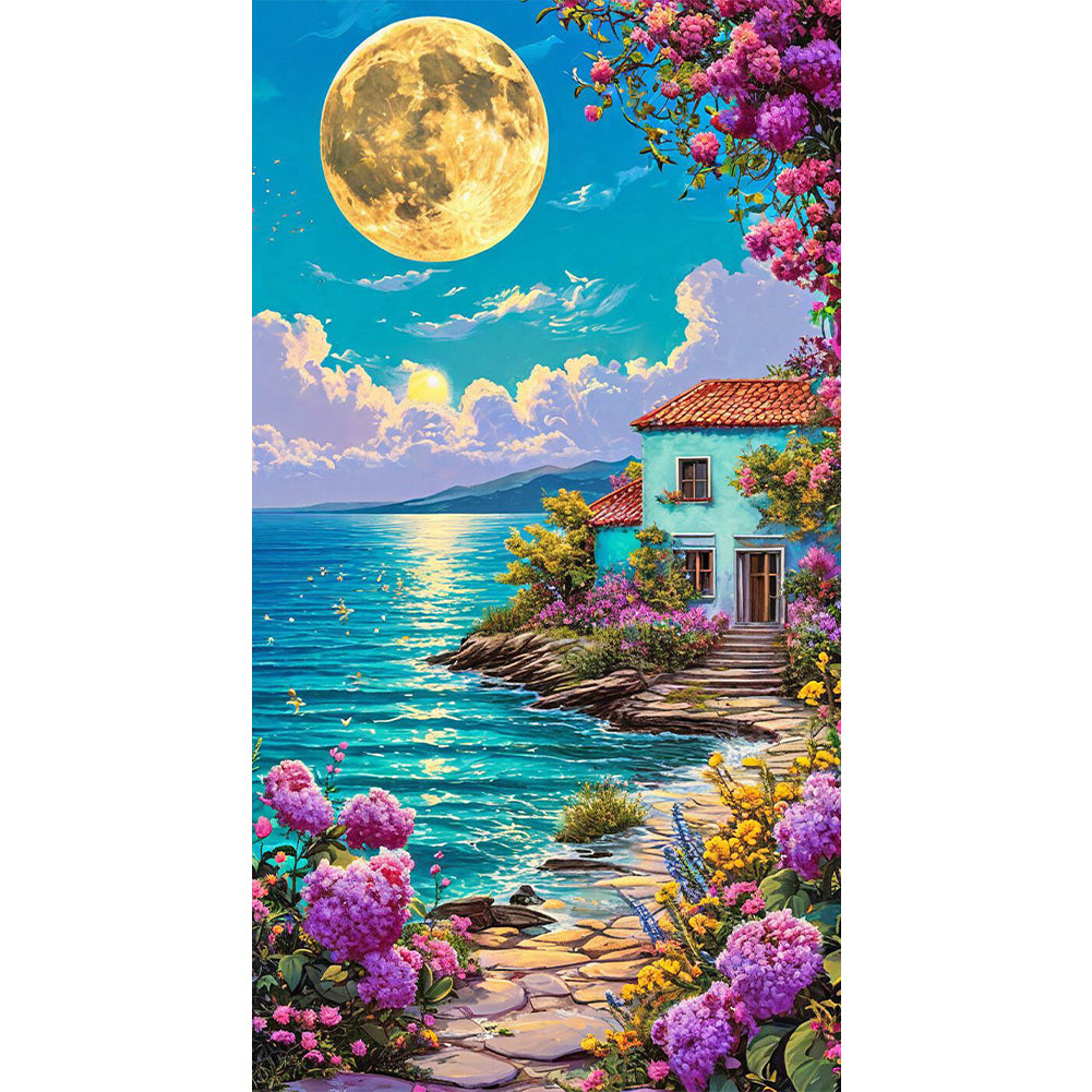 Cottages By The Sea - Full Round Drill Diamond Painting 40*70CM