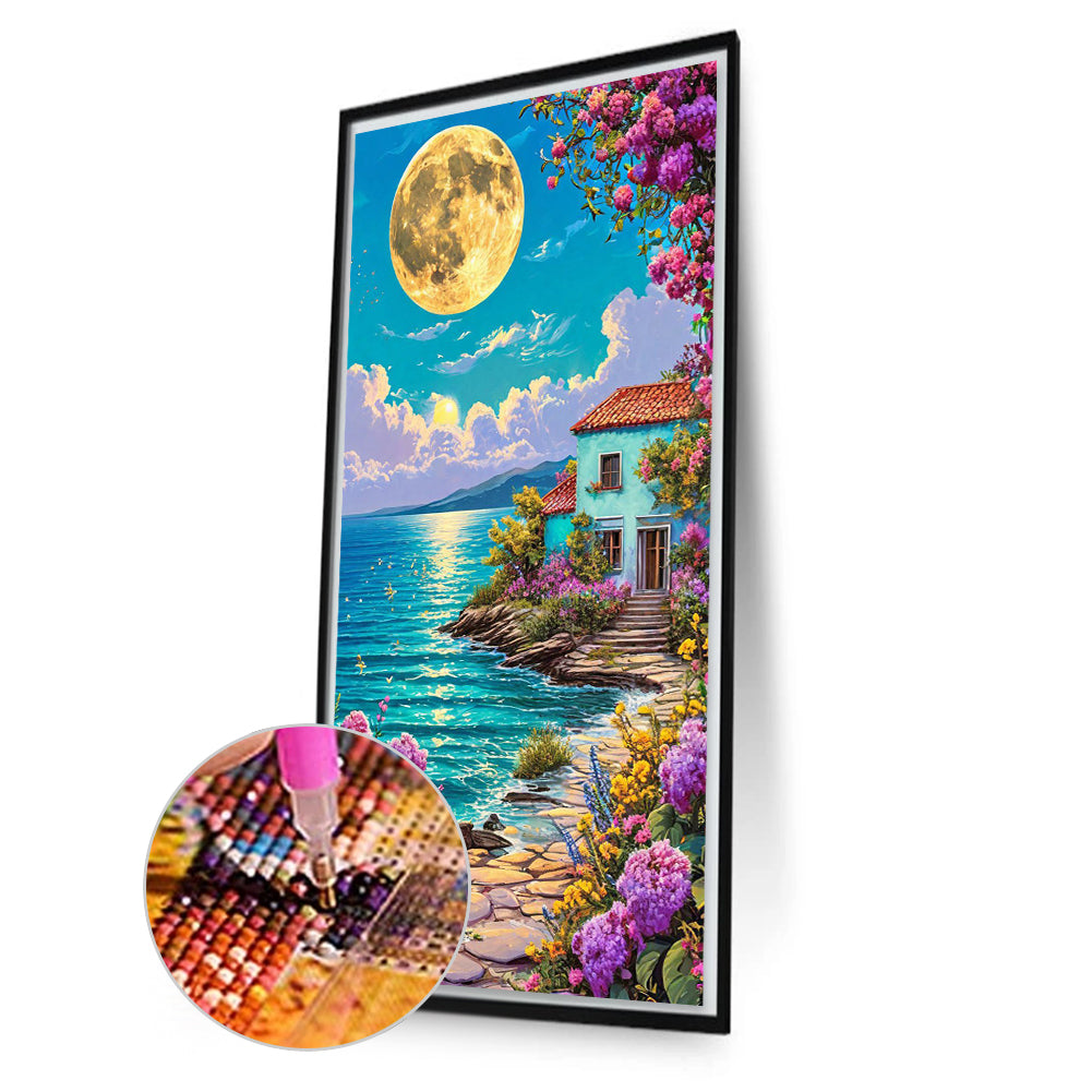 Cottages By The Sea - Full Round Drill Diamond Painting 40*70CM