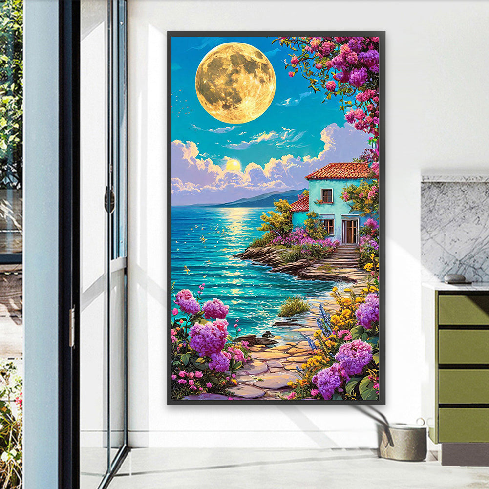 Cottages By The Sea - Full Round Drill Diamond Painting 40*70CM
