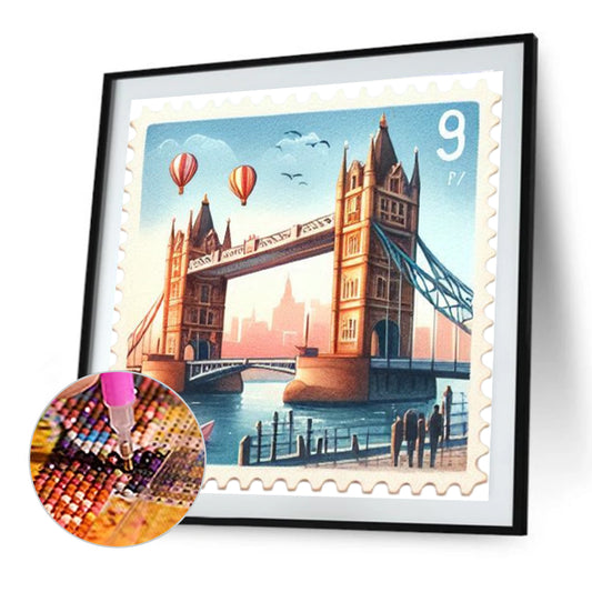 Famous Buildings With Stamp Feeling - Full Round Drill Diamond Painting 30*30CM