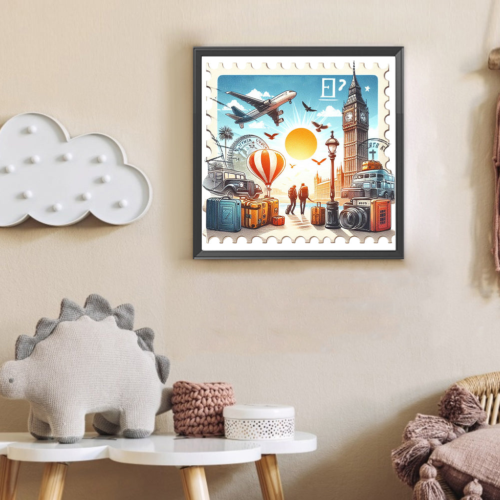 Famous Buildings With Stamp Feeling - Full Round Drill Diamond Painting 30*30CM