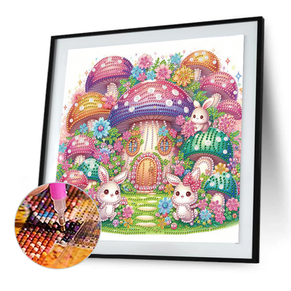 Mushroom House - Special Shaped Drill Diamond Painting 30*30CM