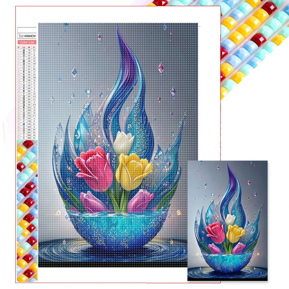 Crystal Flowers - Full Square Drill Diamond Painting 40*60CM