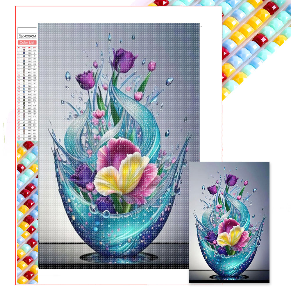 Crystal Flowers - Full Square Drill Diamond Painting 40*60CM