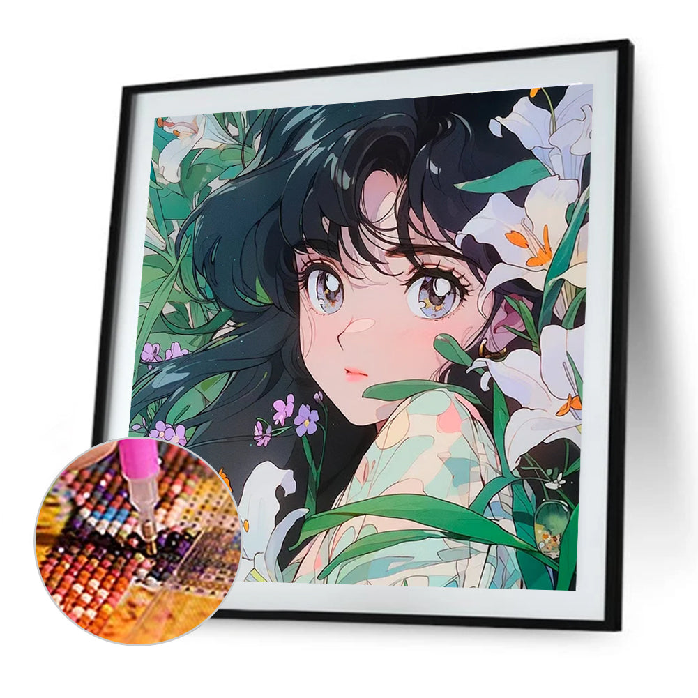 Cartoon Girl - Full Round Drill Diamond Painting 30*30CM