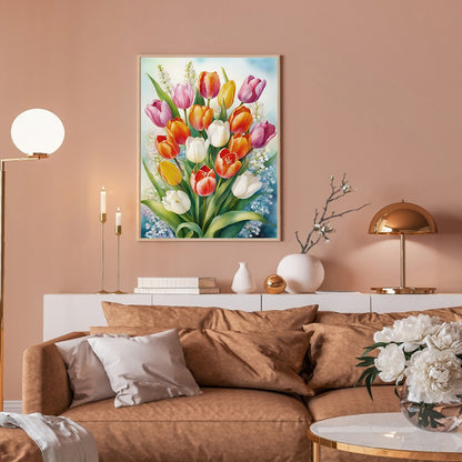Tulip Bouquet - Full Round Drill Diamond Painting 30*40CM