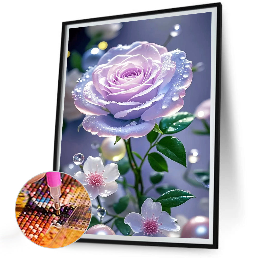 Light-Colored Rose - Full Round Drill Diamond Painting 30*40CM