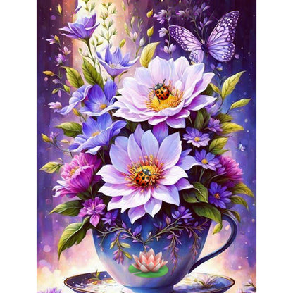 Ladybug Cup Flower - Full Round Drill Diamond Painting 30*40CM