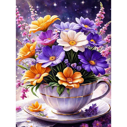 Porcelain Cup Bouquet - Full Round Drill Diamond Painting 30*40CM