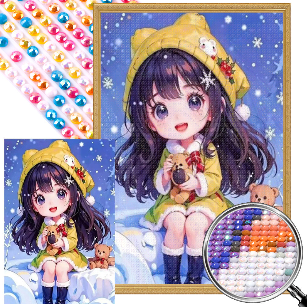Cute Girl - Full AB Round Drill Diamond Painting 40*60CM