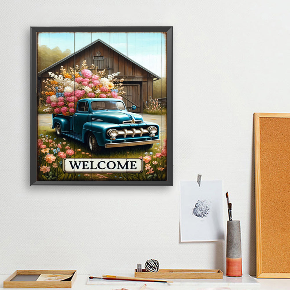 Car Full Of Flowers - Full Round Drill Diamond Painting 35*40CM