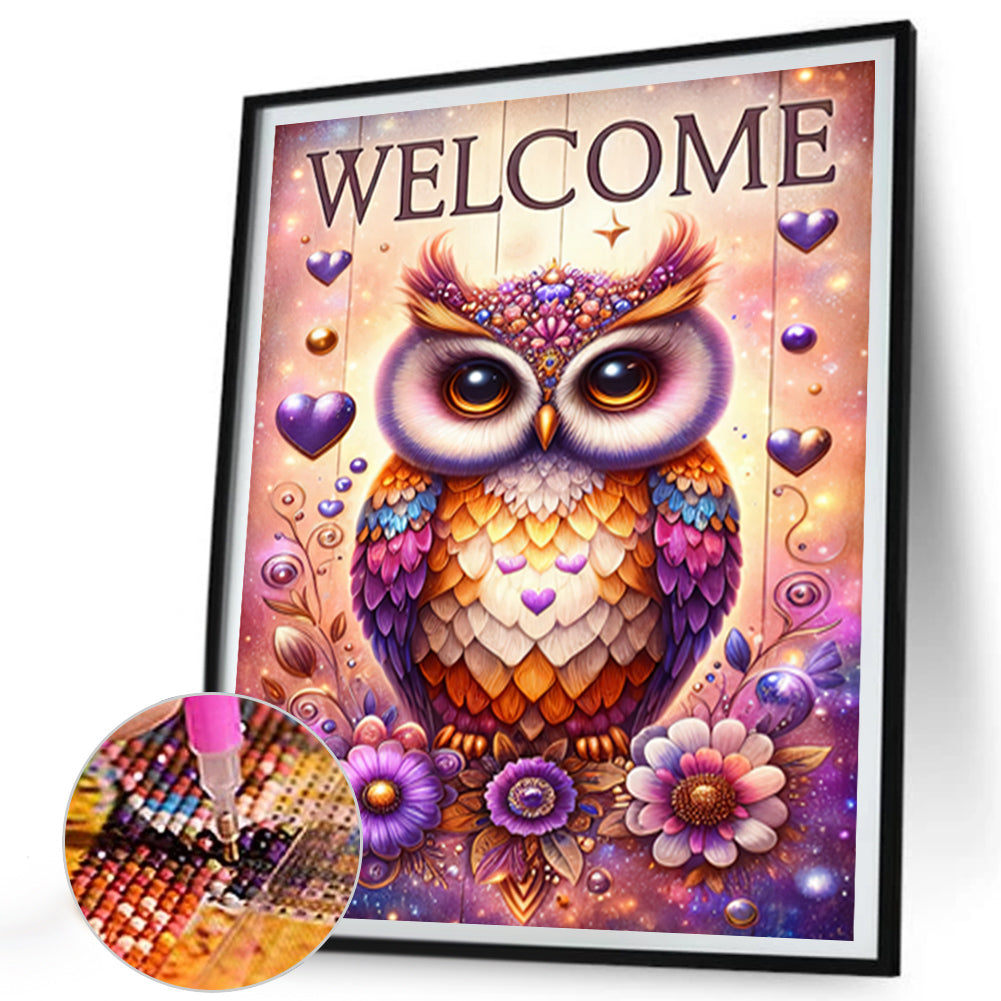 Owl - Full Round Drill Diamond Painting 35*40CM