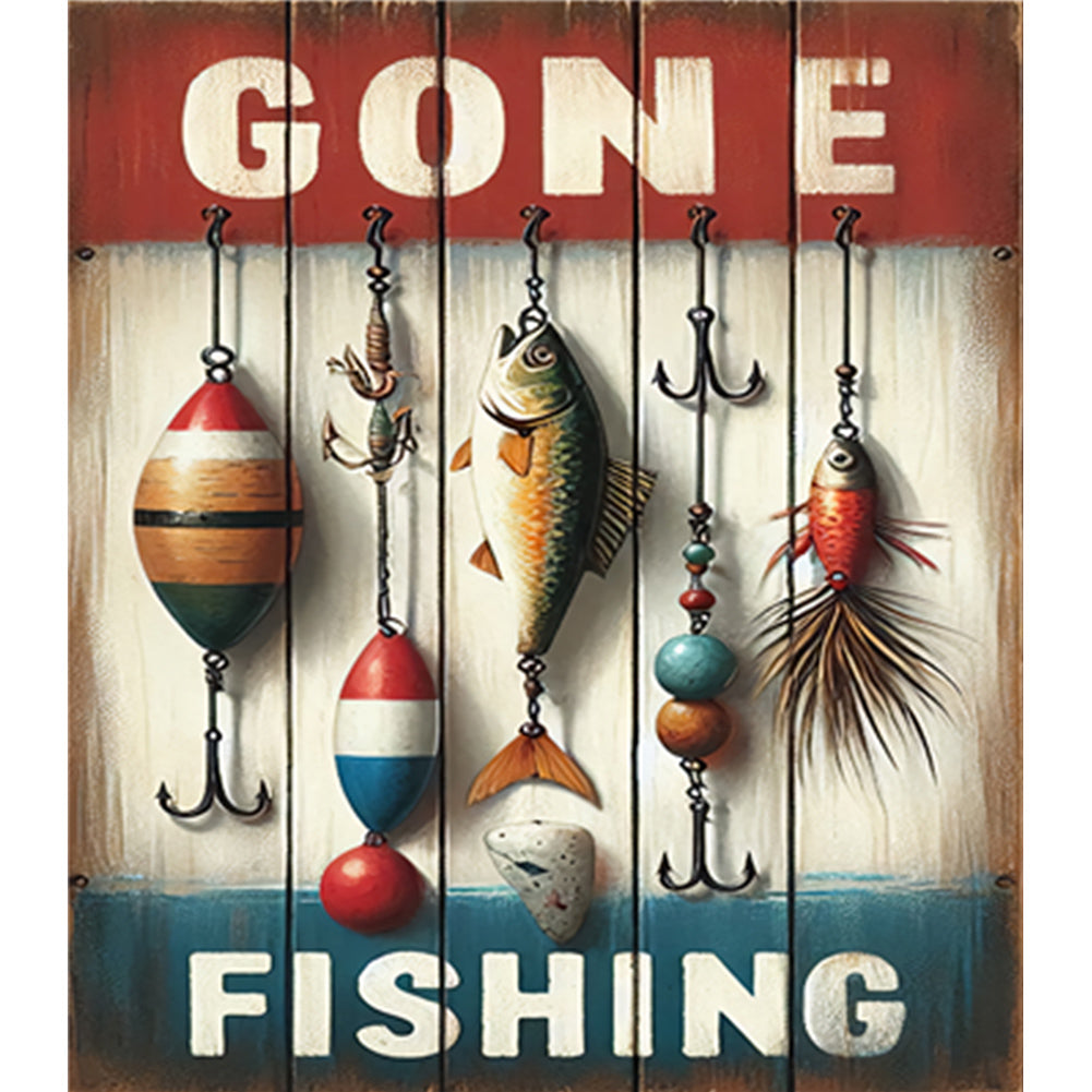 Fishing - Full Round Drill Diamond Painting 35*40CM