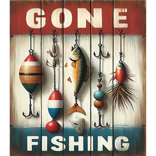 Fishing - Full Round Drill Diamond Painting 35*40CM