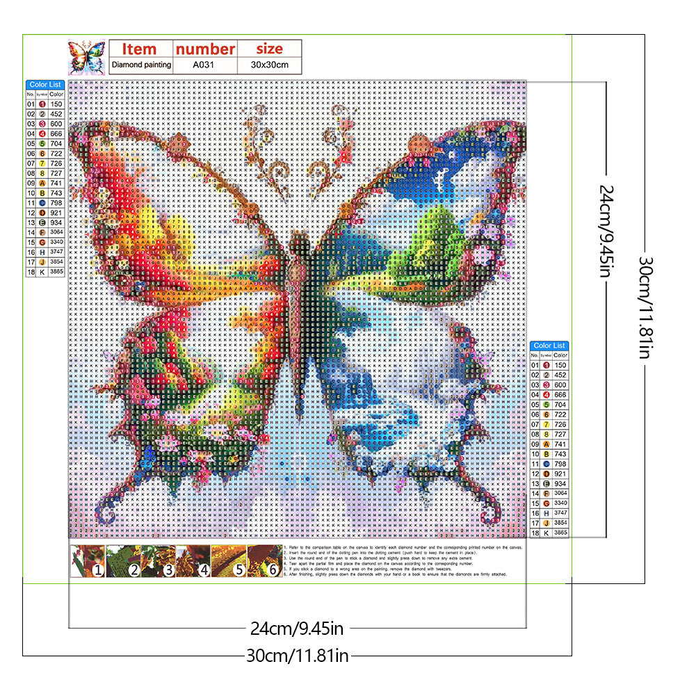 Four Seasons Butterfly - Full Round Drill Diamond Painting 30*30CM
