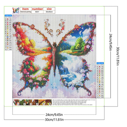 Four Seasons Butterfly - Full Round Drill Diamond Painting 30*30CM