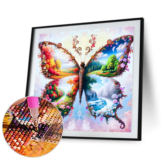 Four Seasons Butterfly - Full Round Drill Diamond Painting 30*30CM