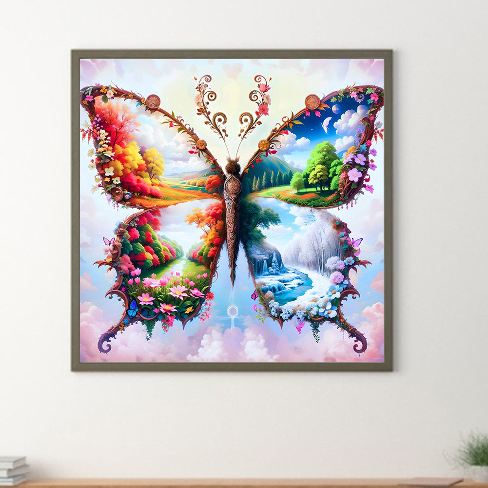 Four Seasons Butterfly - Full Round Drill Diamond Painting 30*30CM