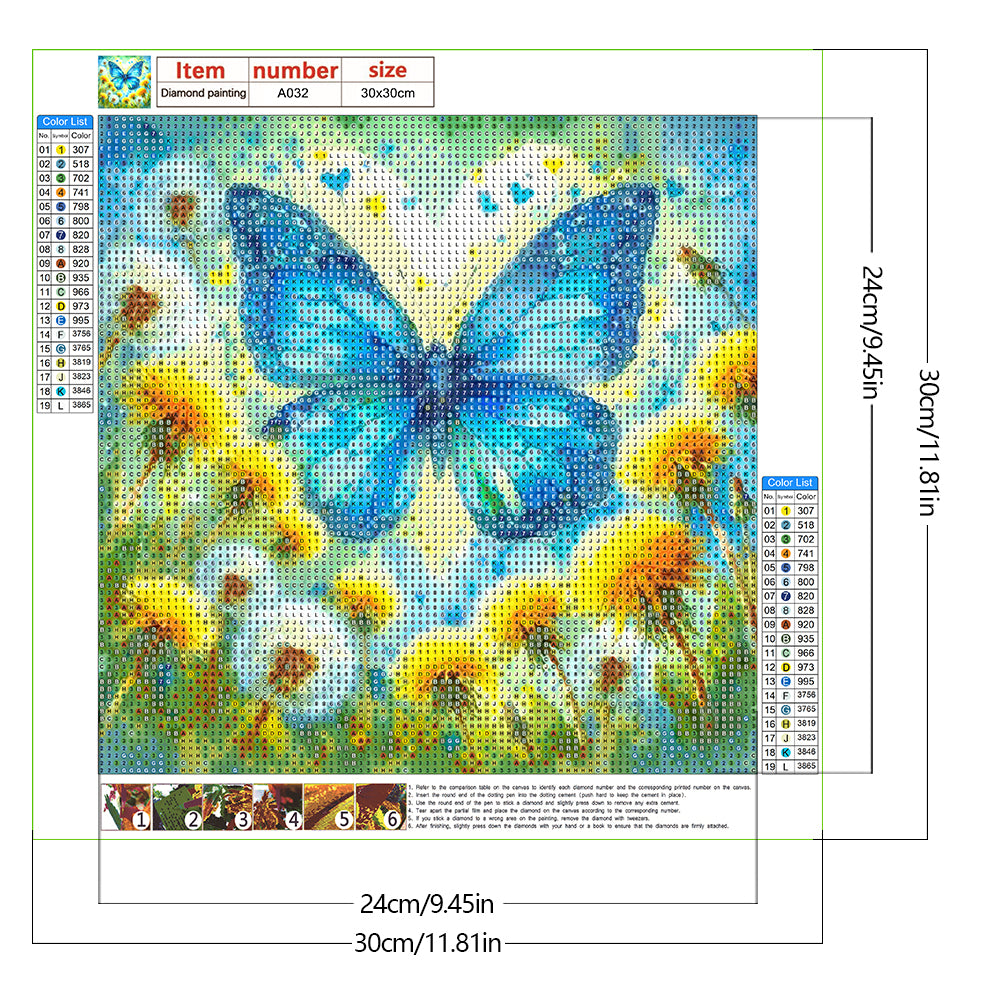 Dandelion Butterfly - Full Round Drill Diamond Painting 30*30CM