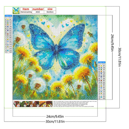 Dandelion Butterfly - Full Round Drill Diamond Painting 30*30CM