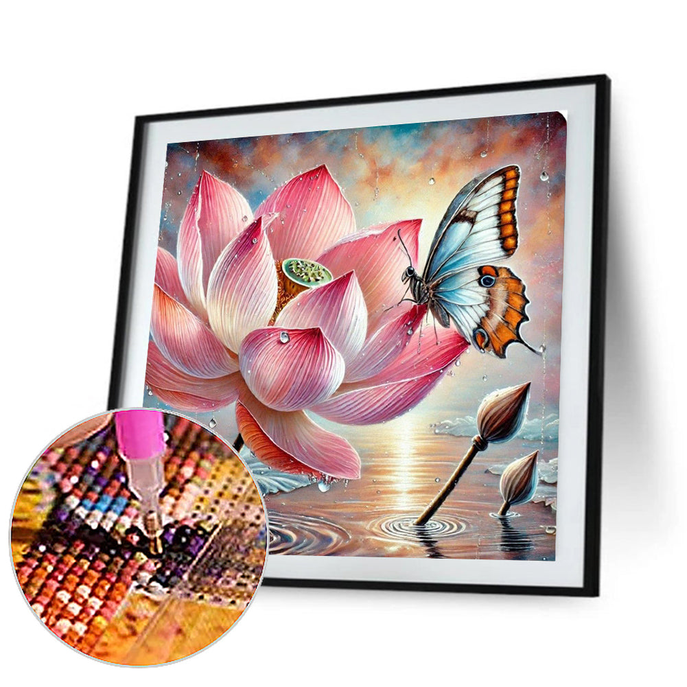 Lotus Butterfly - Full Round Drill Diamond Painting 30*30CM