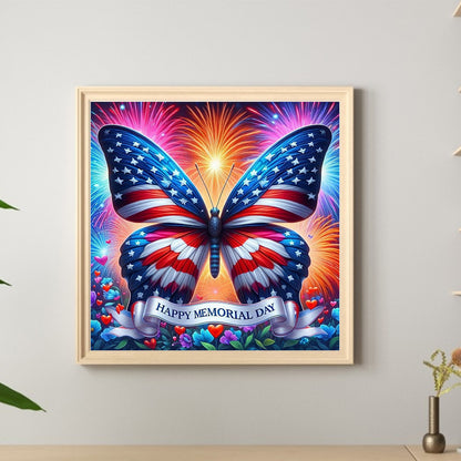 Independence Day Butterfly - Full Round Drill Diamond Painting 30*30CM