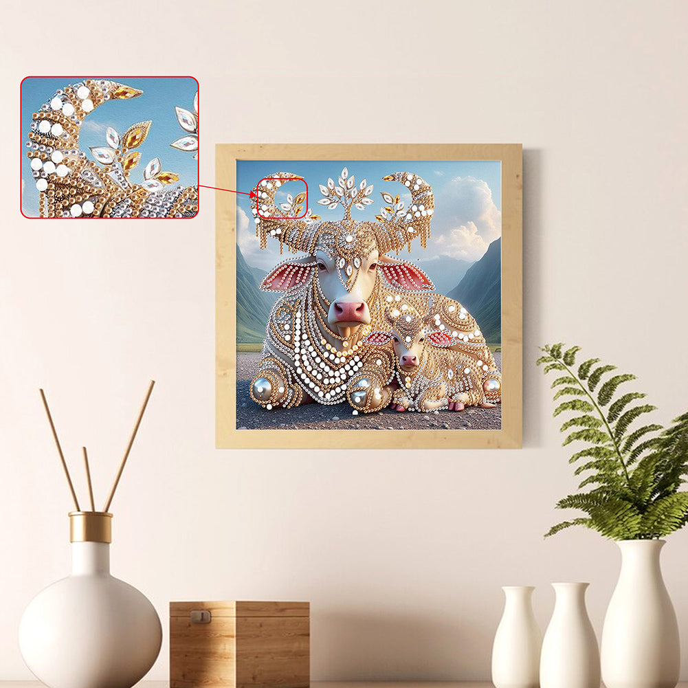 Parent-Child Cow - Special Shaped Drill Diamond Painting 30*30CM