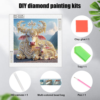 Parent-Child Cow - Special Shaped Drill Diamond Painting 30*30CM
