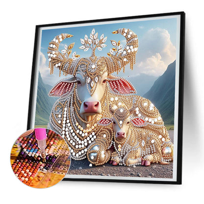 Parent-Child Cow - Special Shaped Drill Diamond Painting 30*30CM