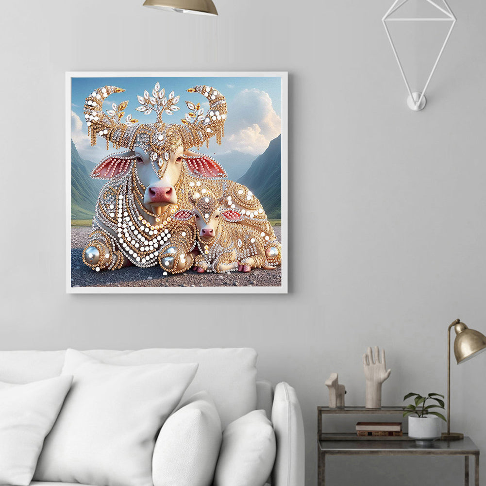 Parent-Child Cow - Special Shaped Drill Diamond Painting 30*30CM