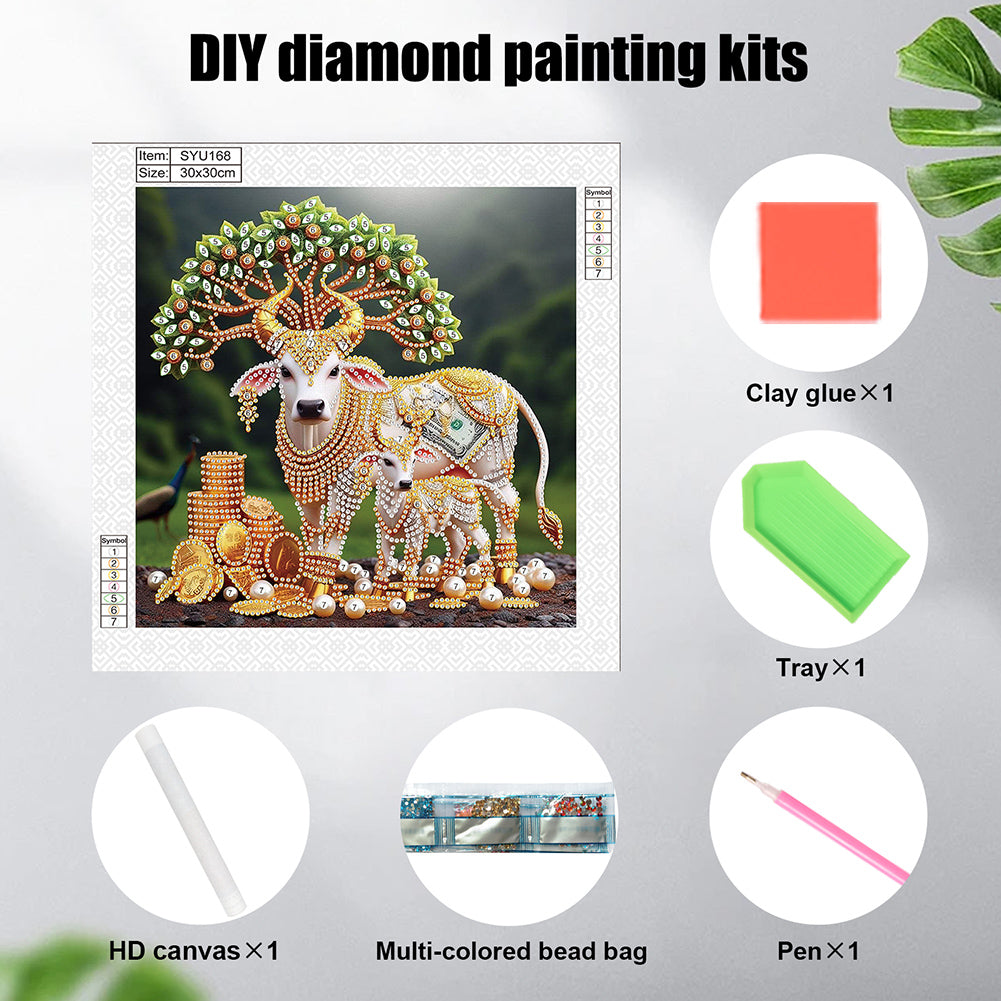 Parent-Child Cow - Special Shaped Drill Diamond Painting 30*30CM