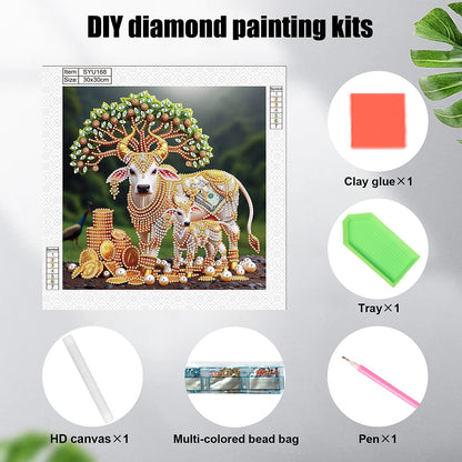 Parent-Child Cow - Special Shaped Drill Diamond Painting 30*30CM