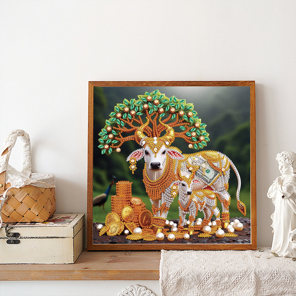 Parent-Child Cow - Special Shaped Drill Diamond Painting 30*30CM