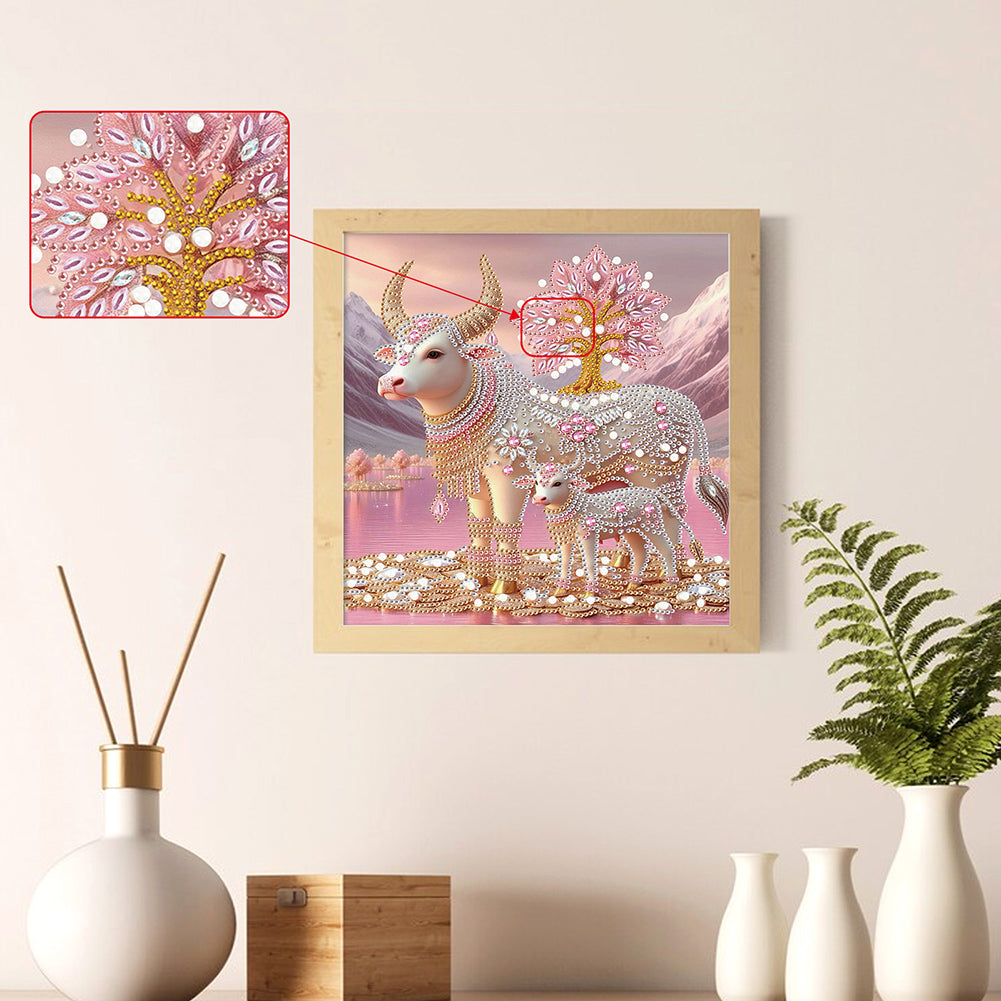 Parent-Child Cow - Special Shaped Drill Diamond Painting 30*30CM