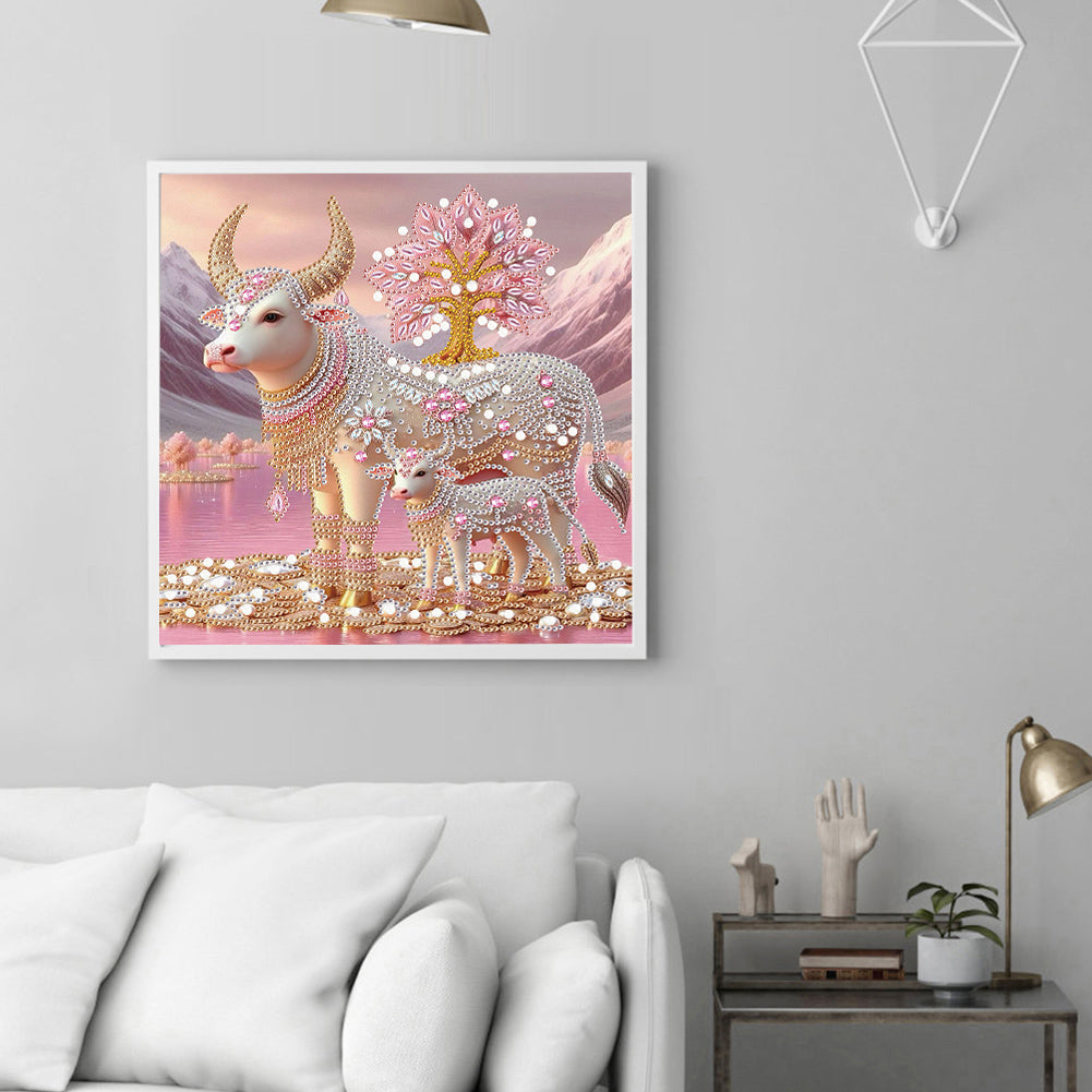 Parent-Child Cow - Special Shaped Drill Diamond Painting 30*30CM