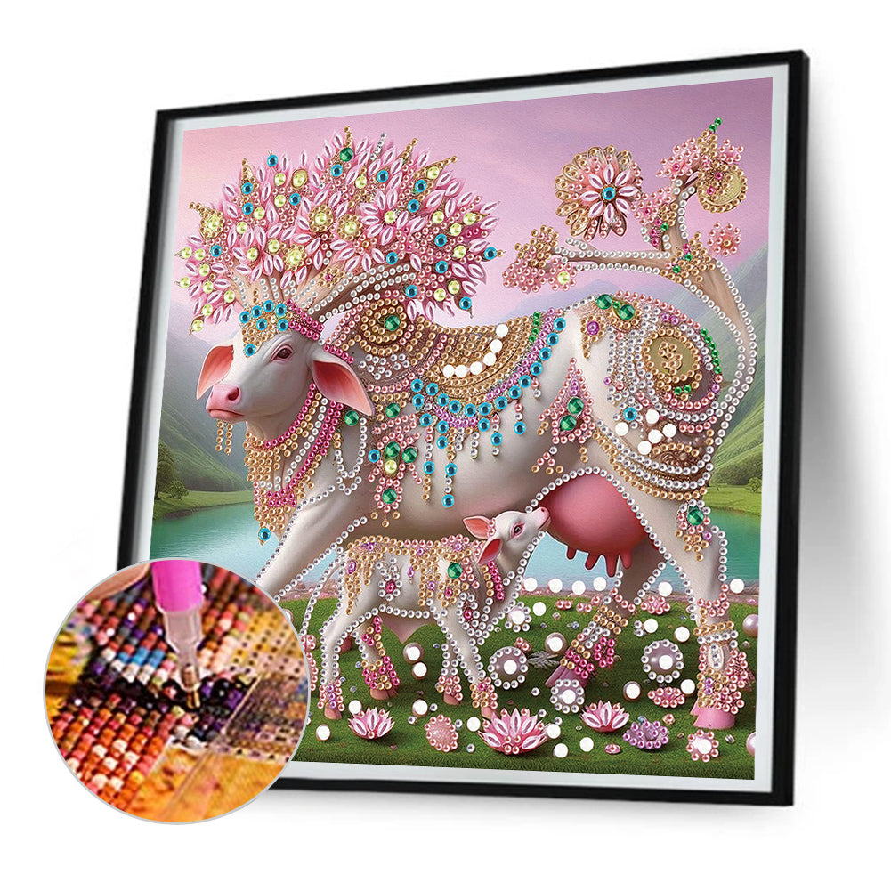 Parent-Child Cow - Special Shaped Drill Diamond Painting 30*30CM