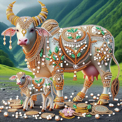 Parent-Child Cow - Special Shaped Drill Diamond Painting 30*30CM